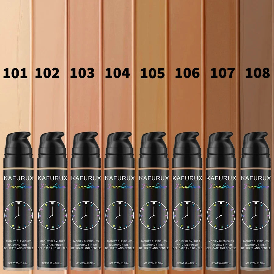 8-Shade Full Coverage Liquid Foundation – Waterproof Korean Formula