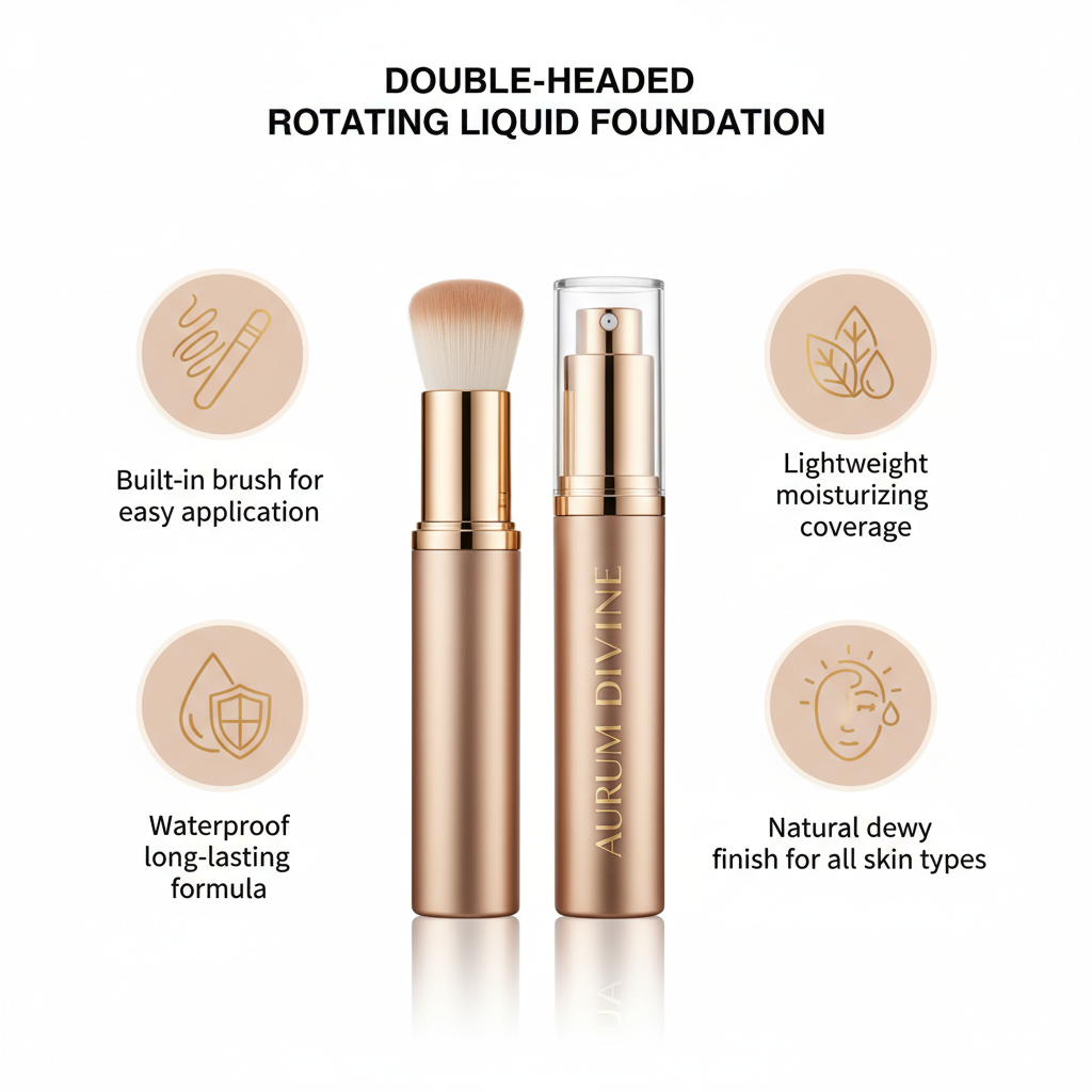 Rotating Liquid Foundation with Built-In Brush