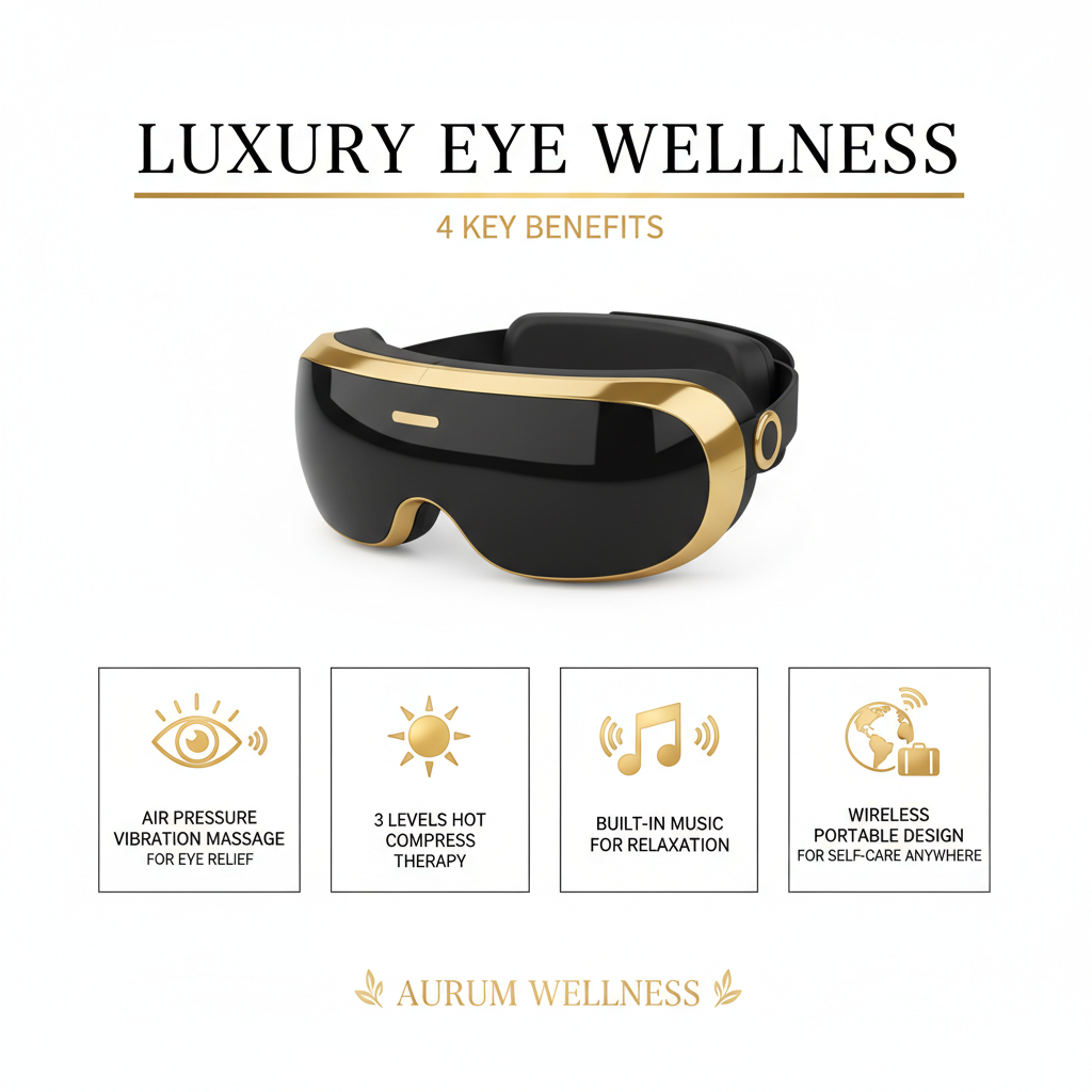 3D Smart Wireless Eye Massager – Air Pressure, Hot Compress & Music for Eye Relief