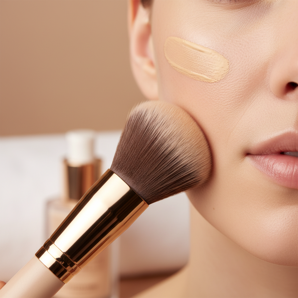 Rotating Liquid Foundation with Built-In Brush