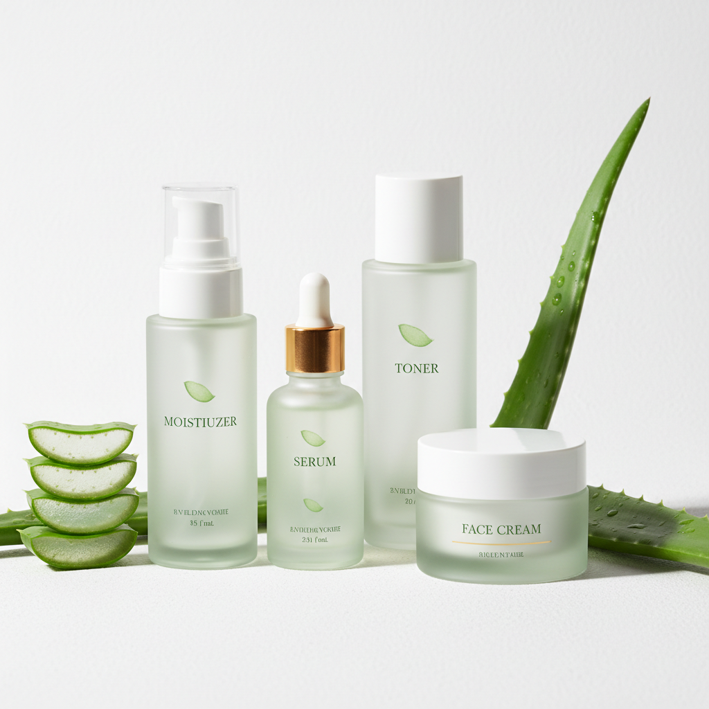 Aloe vera skincare set product shot