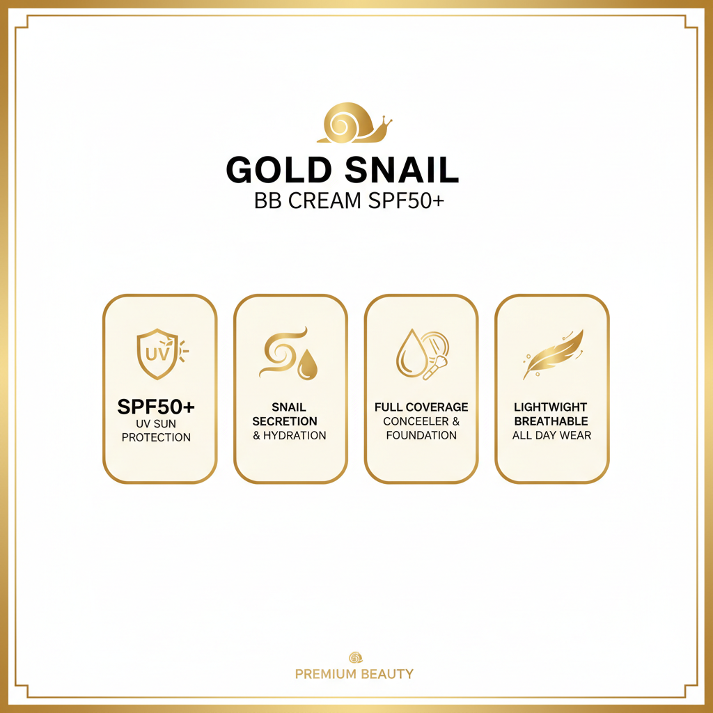 SADOER Gold Snail BB Cream SPF50+ – Coverage, Hydration & Sun Protection