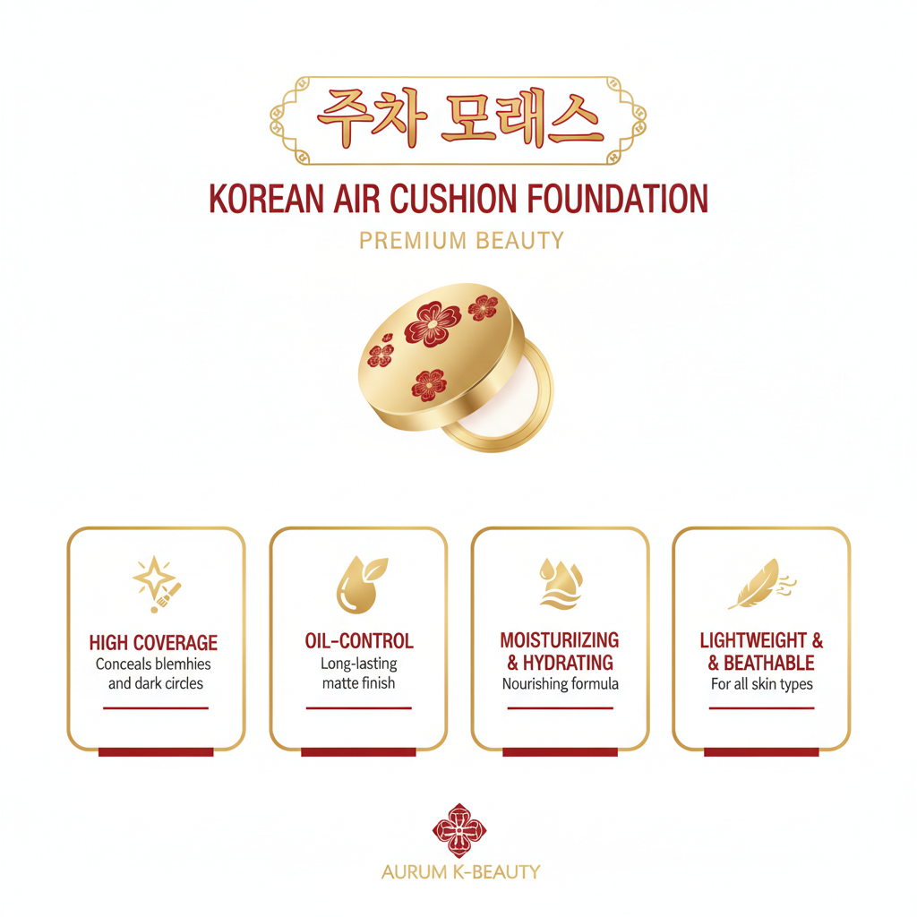 Korean Air Cushion Foundation – High Coverage, Oil-Control & Natural Glow