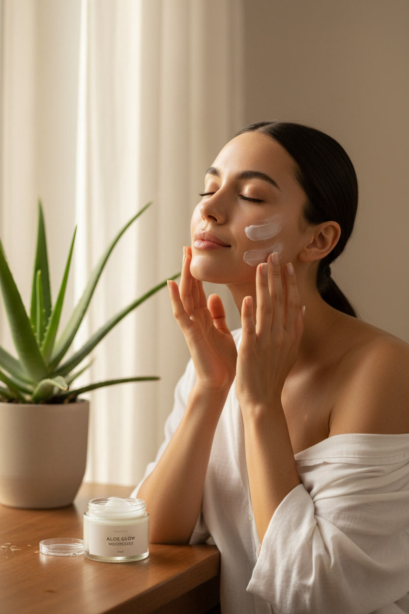 Aloe vera skincare lifestyle shot