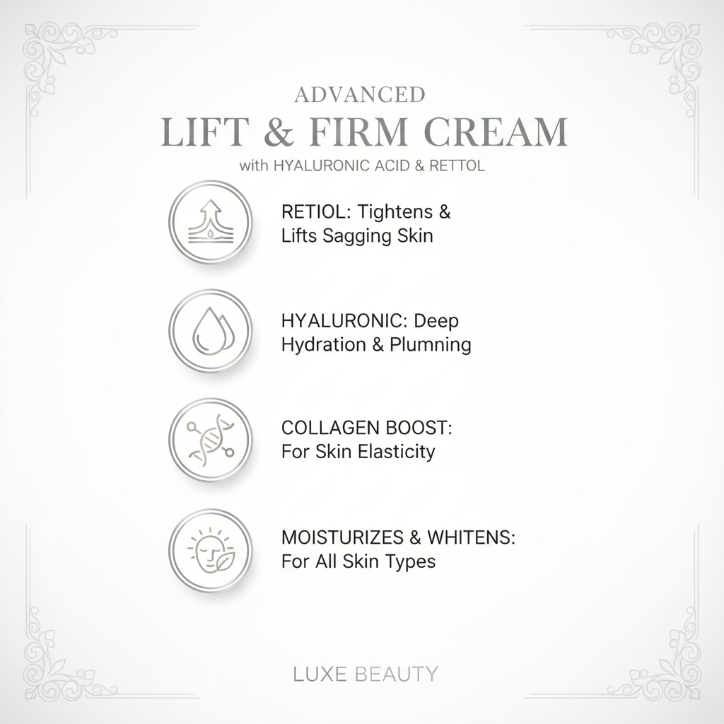 Facial Firming & Lifting Cream – Hyaluronic Acid, Collagen & Retinol