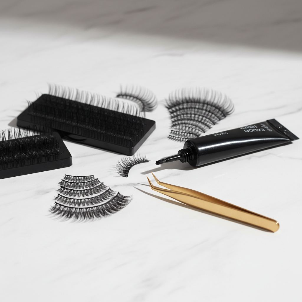 DIY Lash Clusters Extension Kit – Waterproof Bond & Tweezers