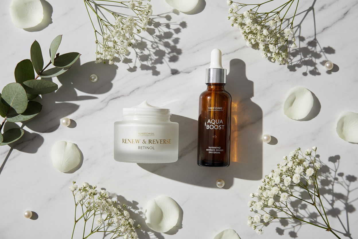 Retinol set flat lay