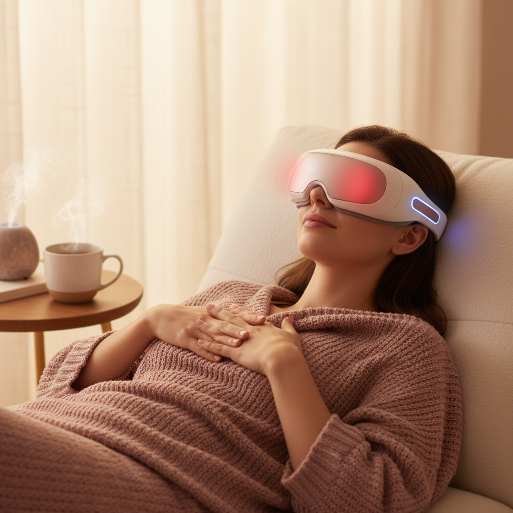 3D Smart Wireless Eye Massager – Air Pressure, Hot Compress & Music for Eye Relief