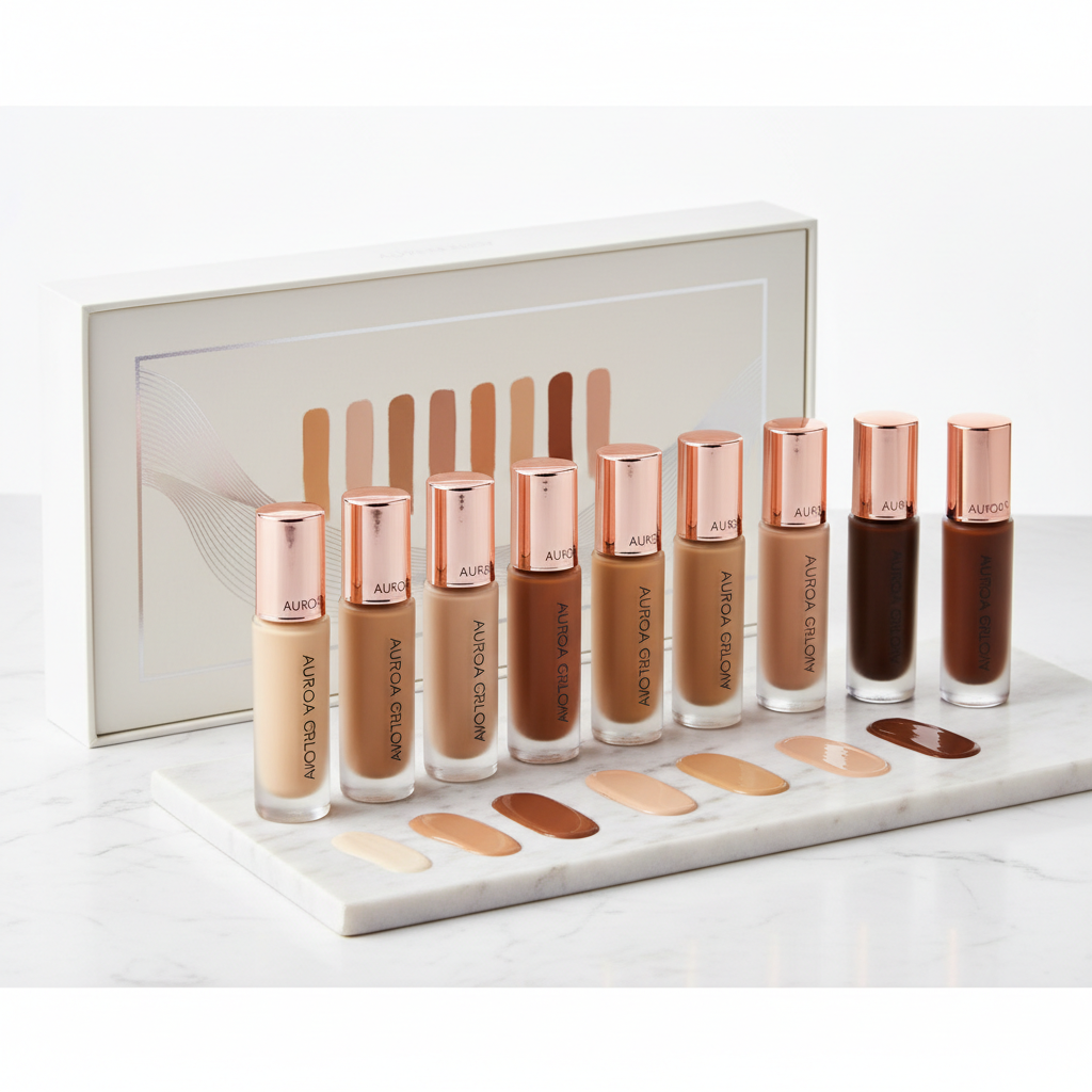 8-Shade Full Coverage Liquid Foundation – Waterproof Korean Formula