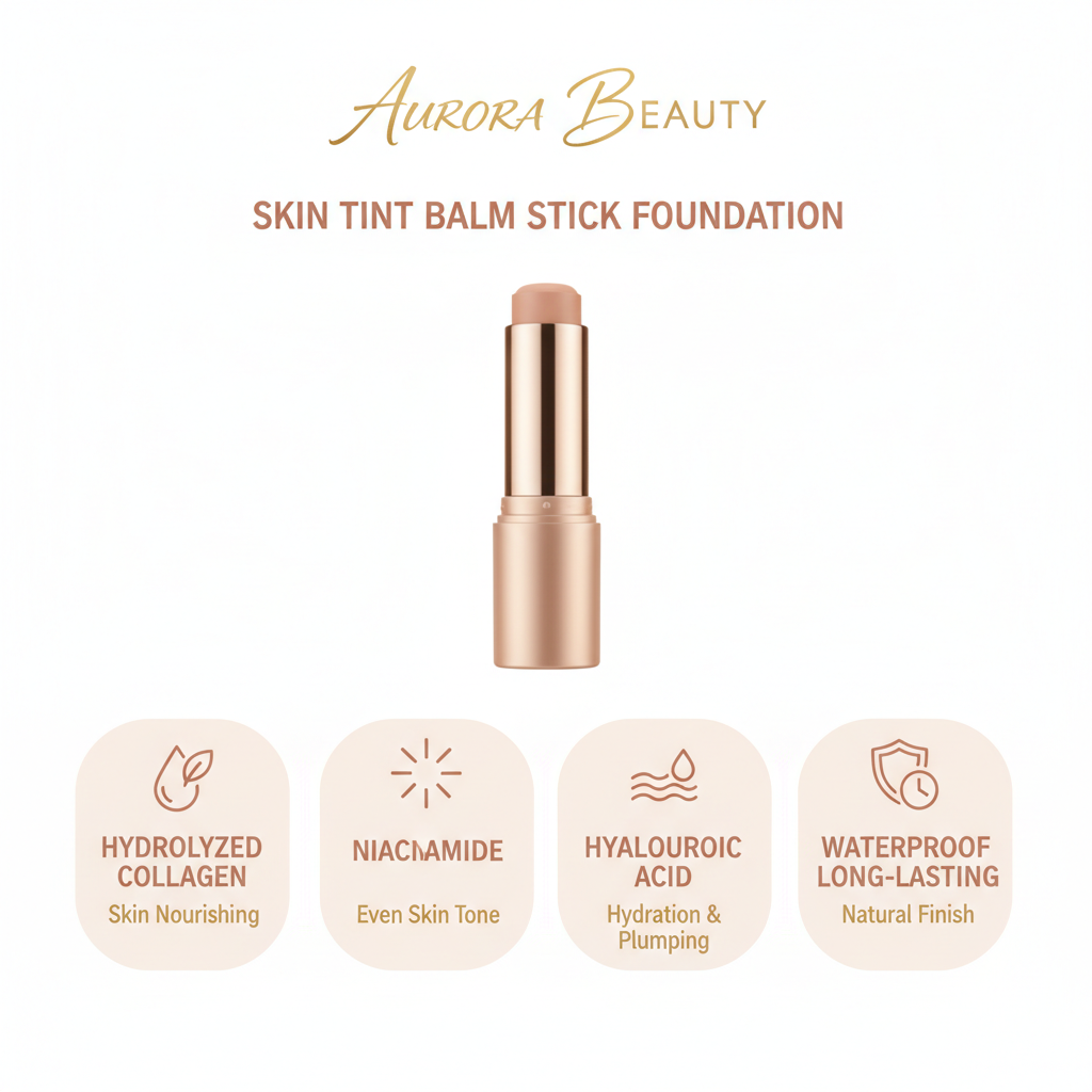 Skin Tint Balm Stick – Waterproof Serum Foundation for Natural Glowing Skin