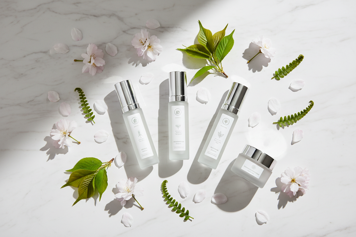 Korean skincare flat lay